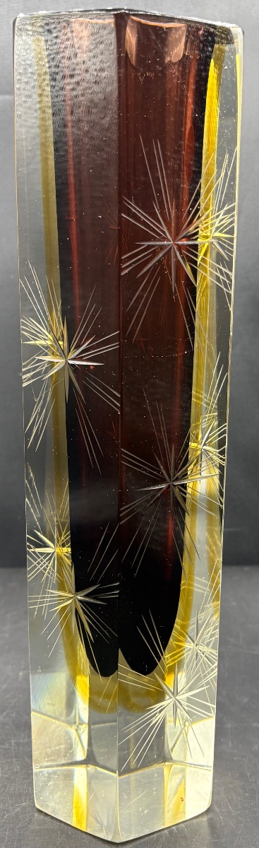 GRAND VASE EN CRISTAL SOUFFLÉ TAILLÉ À COUCHES MULTIPLES PAR SOMMERSO MURANO DES ANNÉES 1960-photo-4