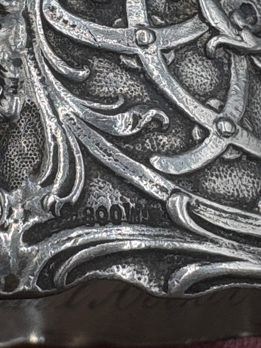 Belgian Solid Silver Napkin Ring Dated July 21, 1918-photo-5