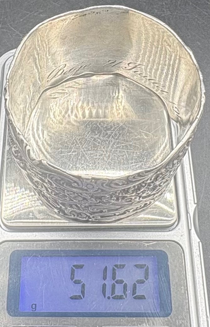 Belgian Solid Silver Napkin Ring Dated July 21, 1918-photo-8