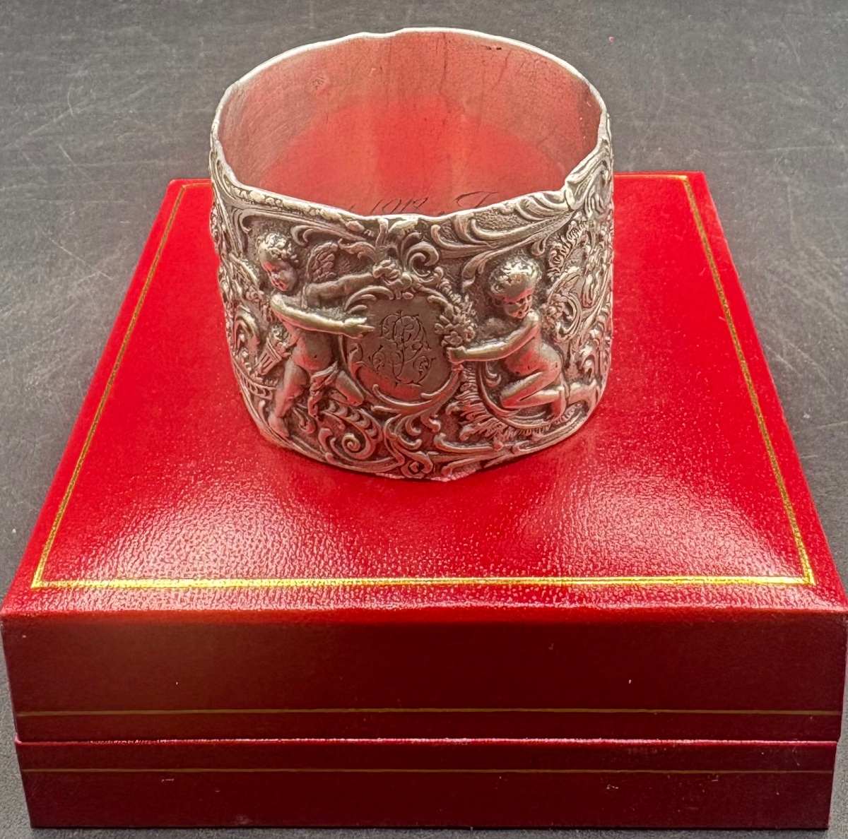 Belgian Solid Silver Napkin Ring Dated July 21, 1918