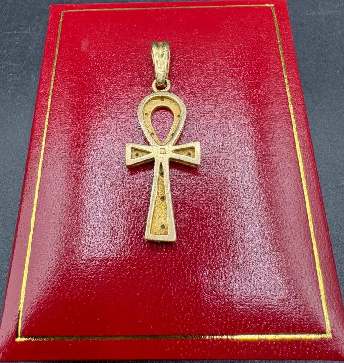 18-carat Gold Ankh Cross With Diamonds From The 1960s/70s, Egyptian -photo-2