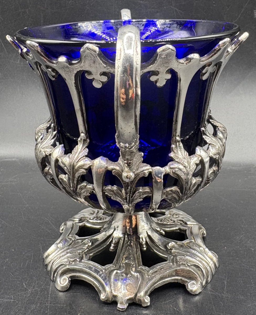 COUPE EN MÉTAL ARGENTÉ ET CRISTAL FIN XIXÈME PAR R. BROADHEAL -photo-2