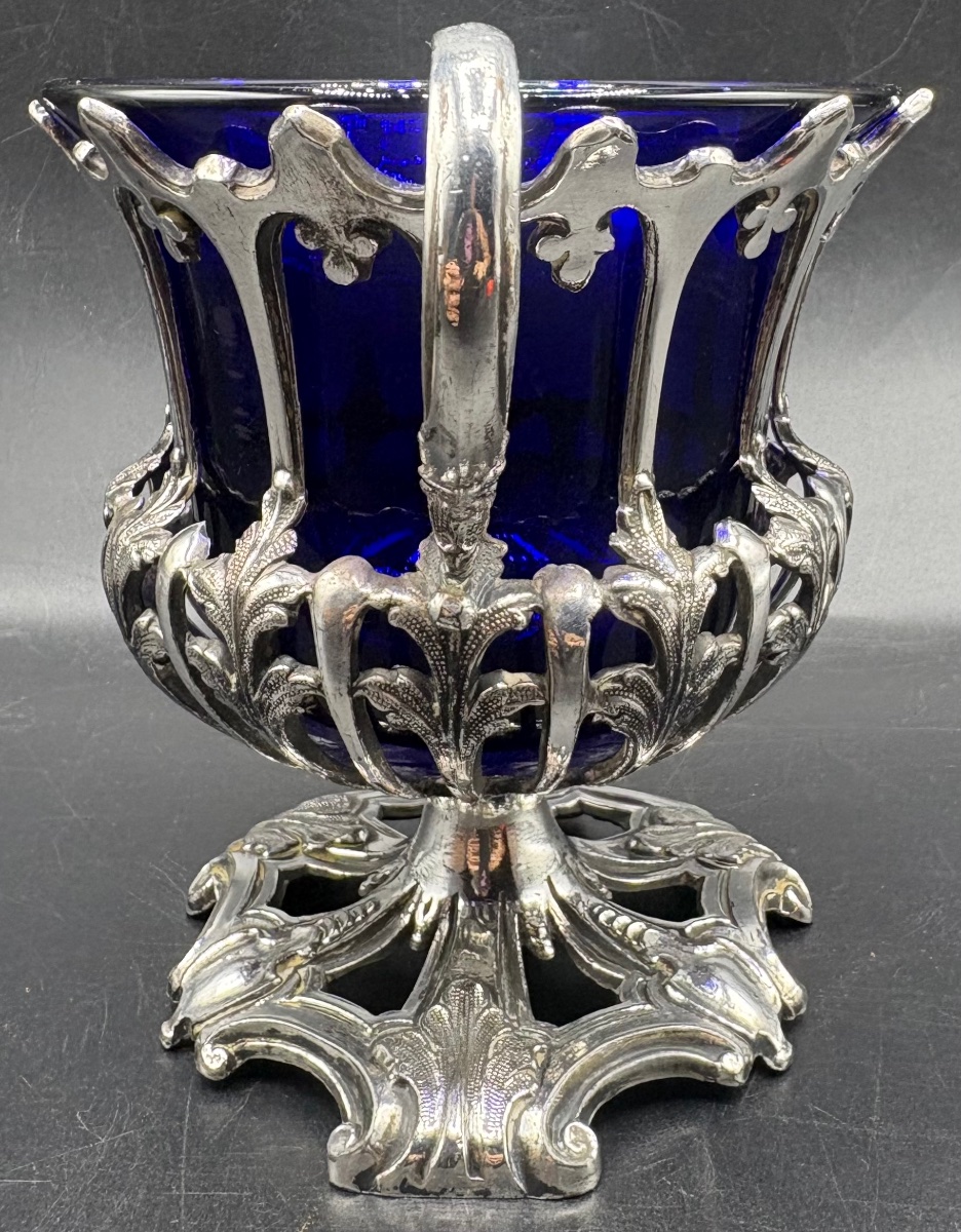 COUPE EN MÉTAL ARGENTÉ ET CRISTAL FIN XIXÈME PAR R. BROADHEAL -photo-4
