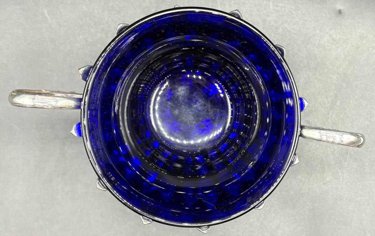 COUPE EN MÉTAL ARGENTÉ ET CRISTAL FIN XIXÈME PAR R. BROADHEAL -photo-1