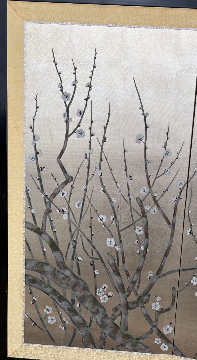 Small Japanese Screen From The 1950s/60s, Signed -photo-3