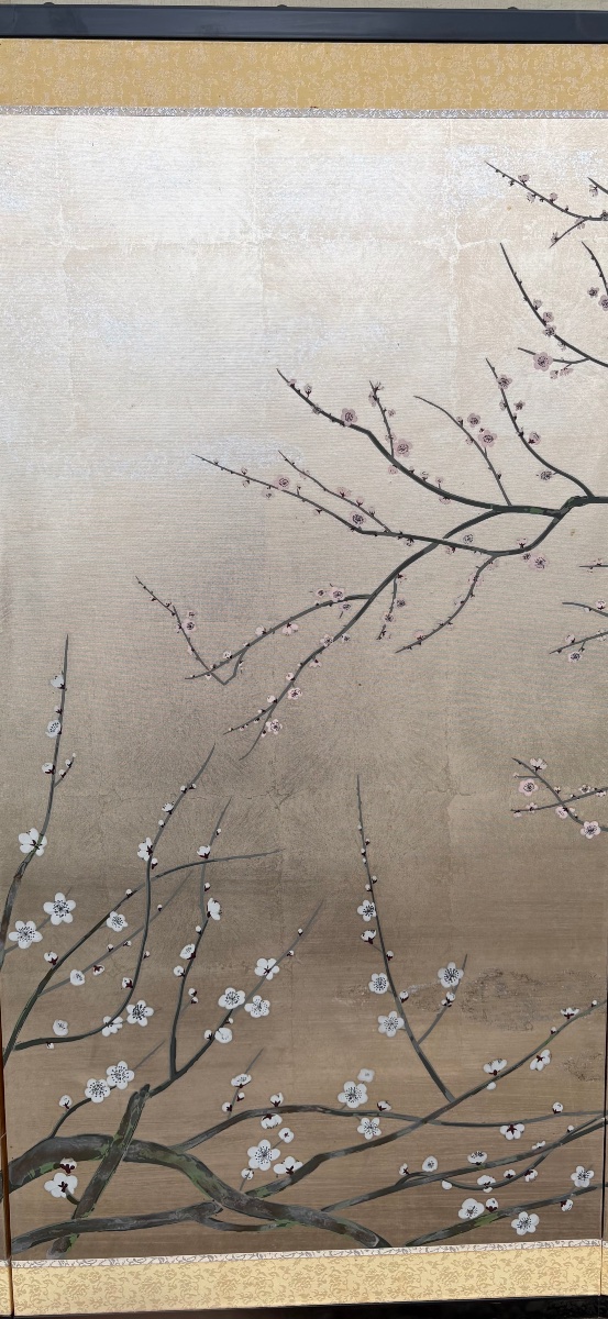 Small Japanese Screen From The 1950s/60s, Signed -photo-1