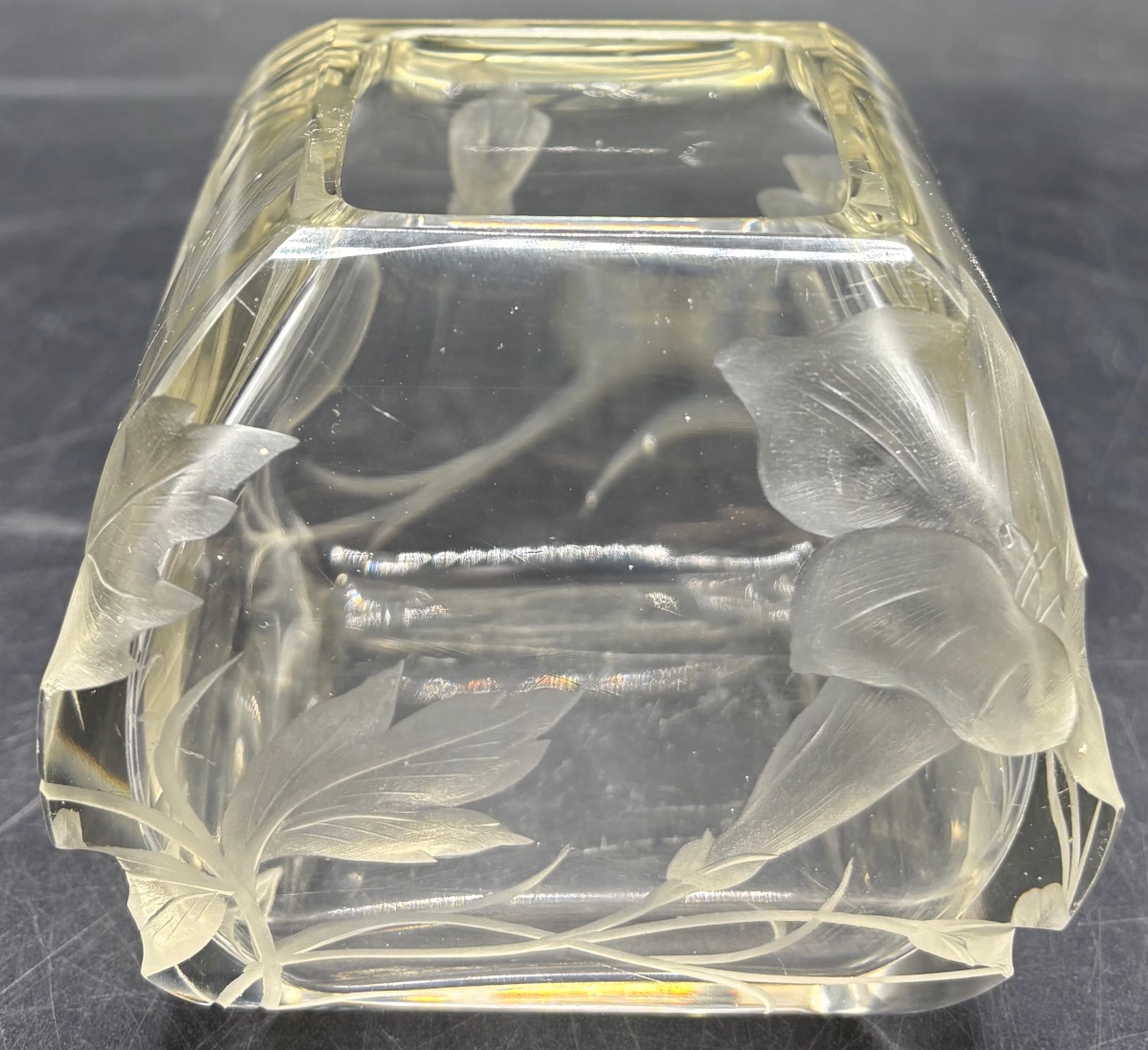 Low, Engraved Blown Crystal Vase From The Moser Era-photo-4