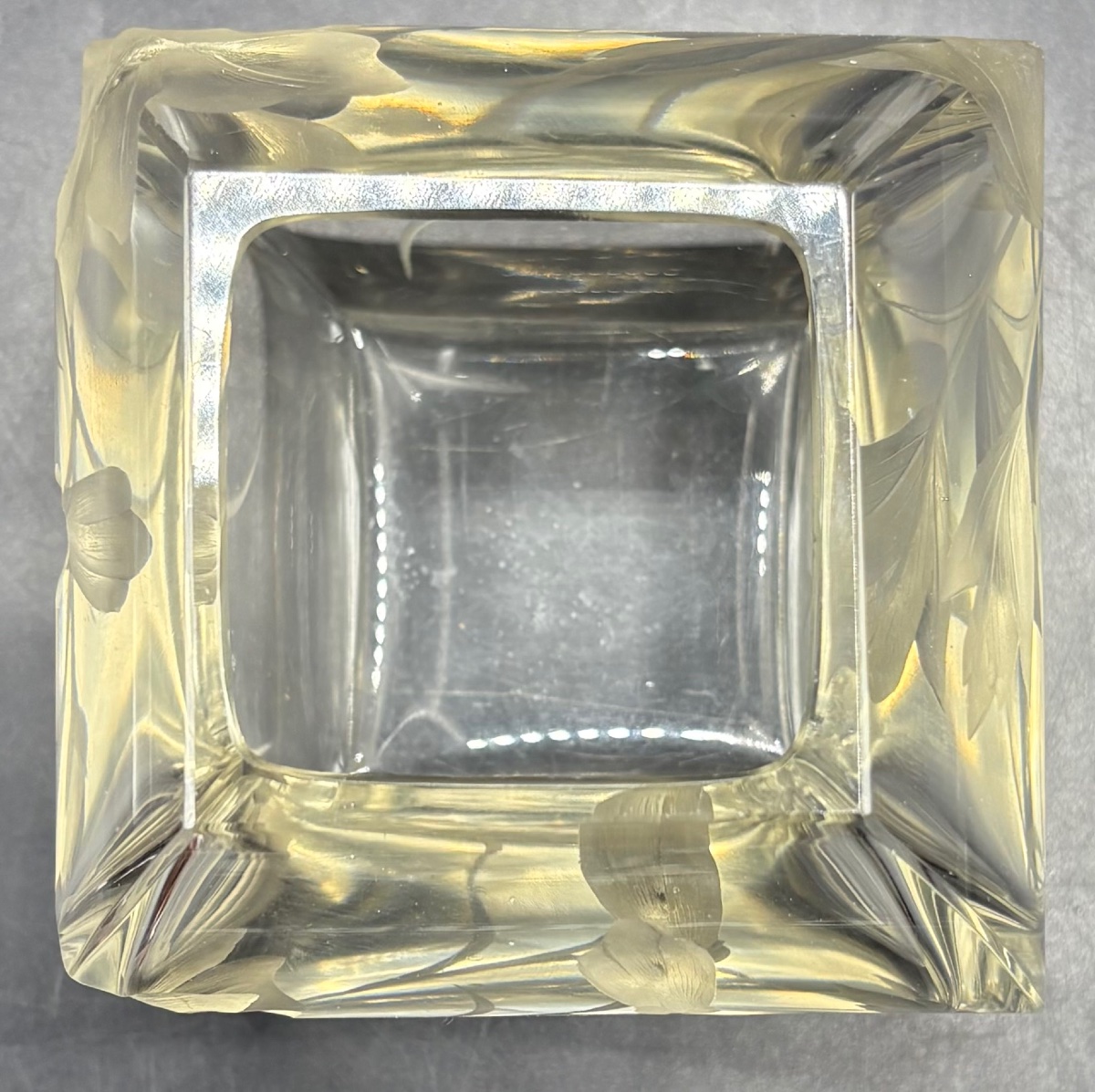 Low, Engraved Blown Crystal Vase From The Moser Era-photo-2