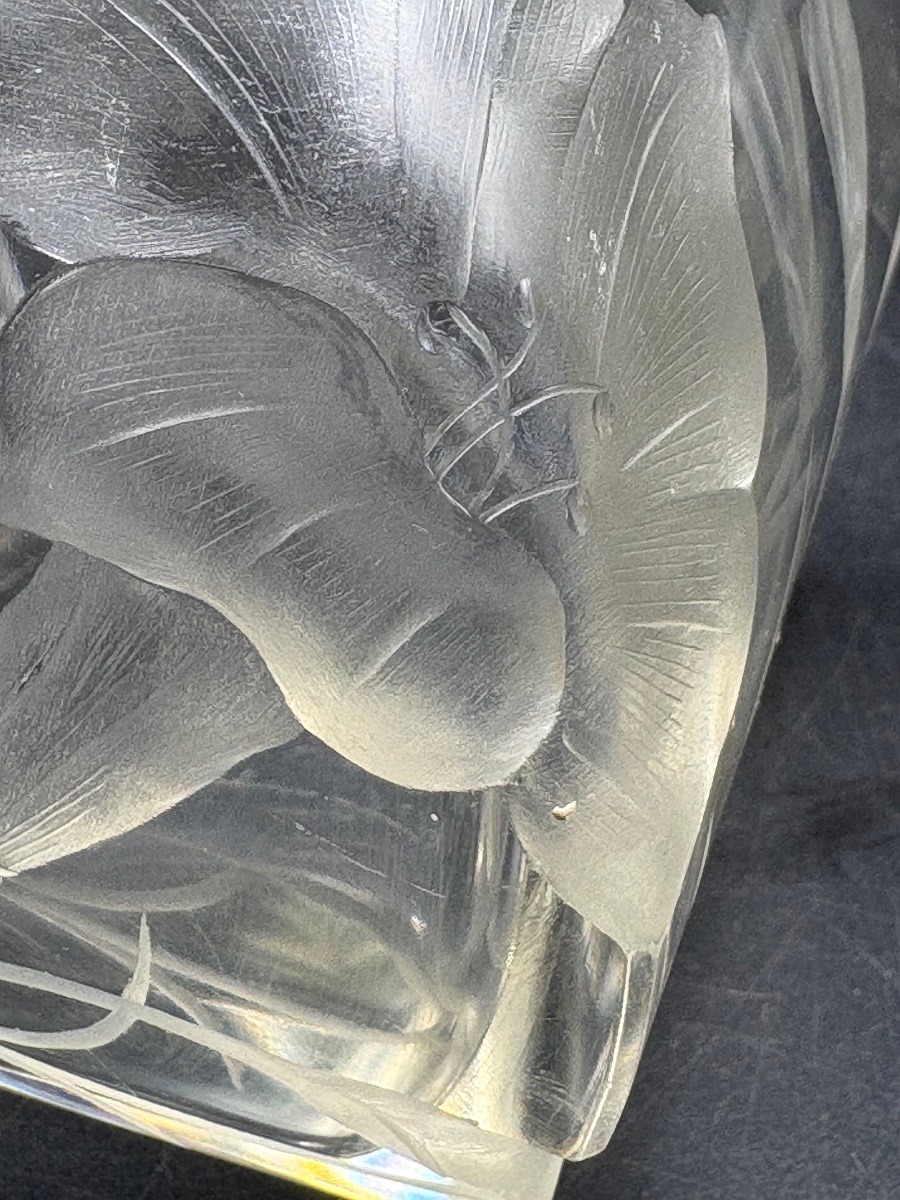 Low, Engraved Blown Crystal Vase From The Moser Era-photo-4