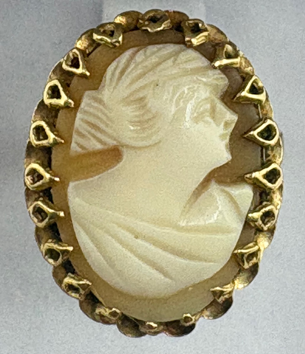 18k Gold Ring With A French Shell Cameé From The 1940s-photo-3
