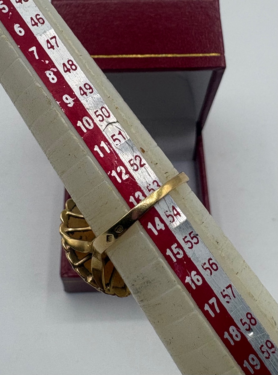 18k Gold Ring With A French Shell Cameé From The 1940s-photo-4