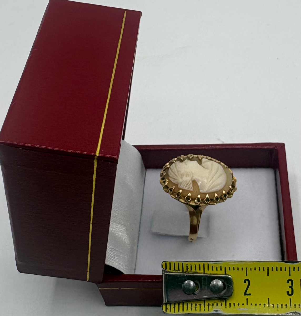 18k Gold Ring With A French Shell Cameé From The 1940s-photo-6