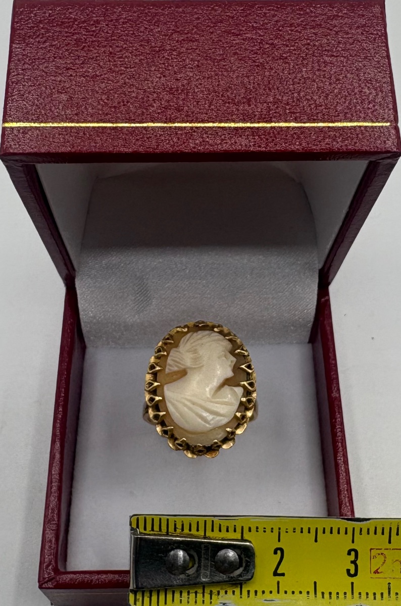 18k Gold Ring With A French Shell Cameé From The 1940s-photo-7