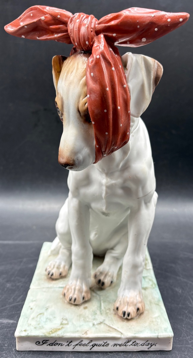 Puppy-shaped Biscuit Figurine With Enameled Parts From The 1900s, French -photo-2