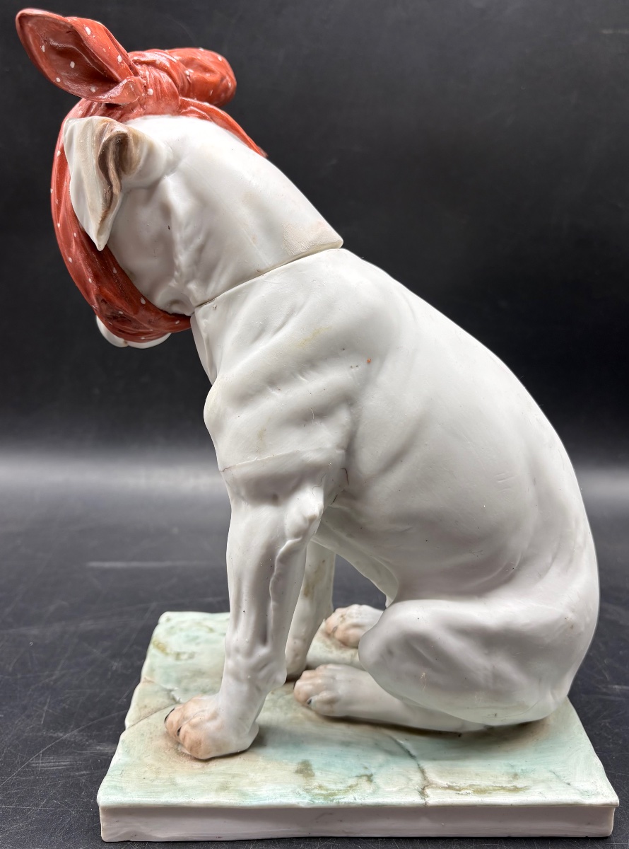 Puppy-shaped Biscuit Figurine With Enameled Parts From The 1900s, French -photo-3