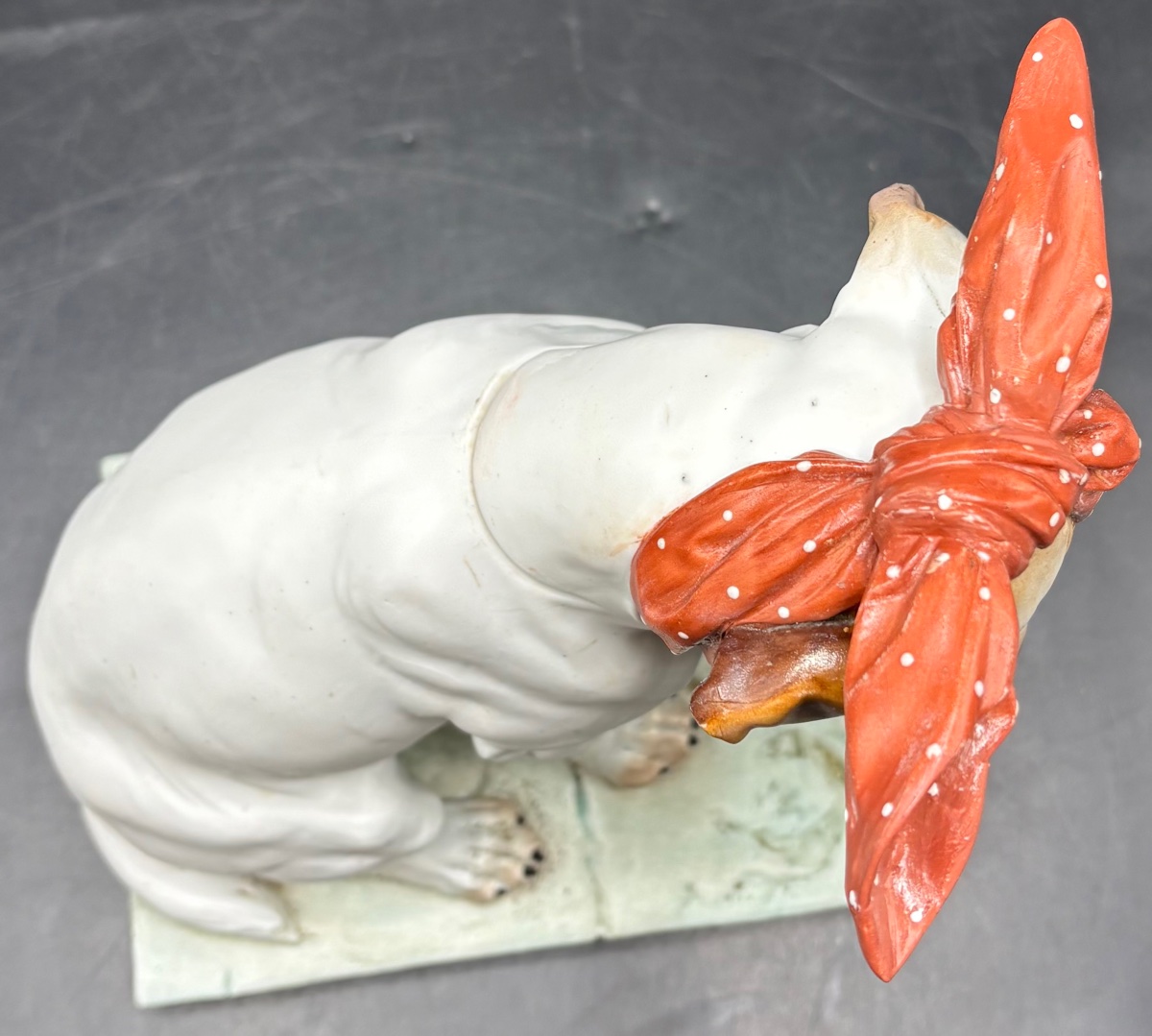 Puppy-shaped Biscuit Figurine With Enameled Parts From The 1900s, French -photo-1