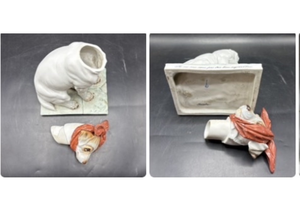 Puppy-shaped Biscuit Figurine With Enameled Parts From The 1900s, French -photo-2