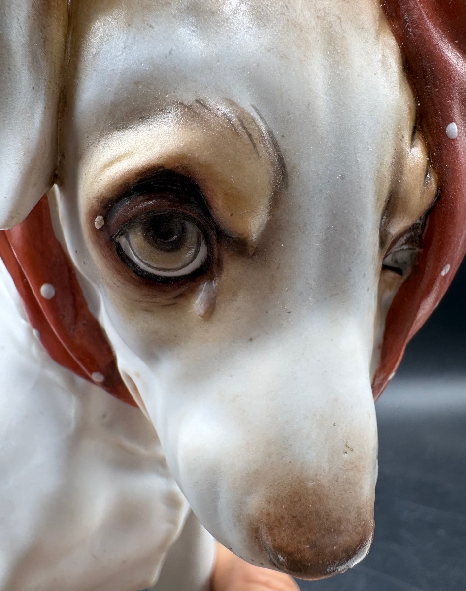 Puppy-shaped Biscuit Figurine With Enameled Parts From The 1900s, French -photo-4