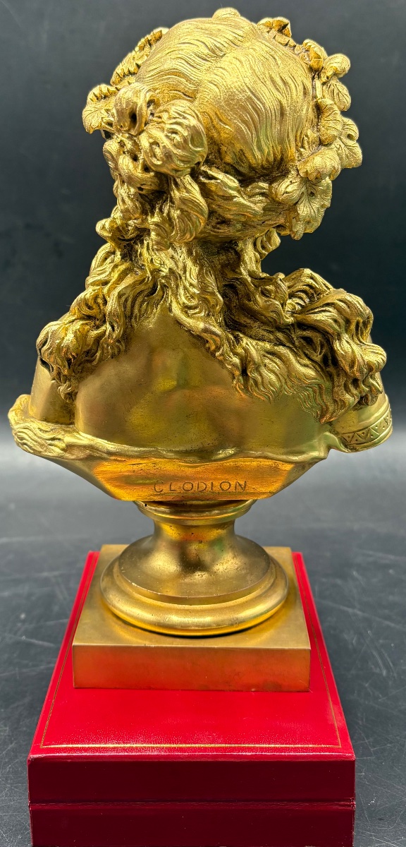BUSTE DE FEMME EN BRONZE CISELÉ DORÉ DES ANNÉES 1860/70 PAR CLODION-photo-3