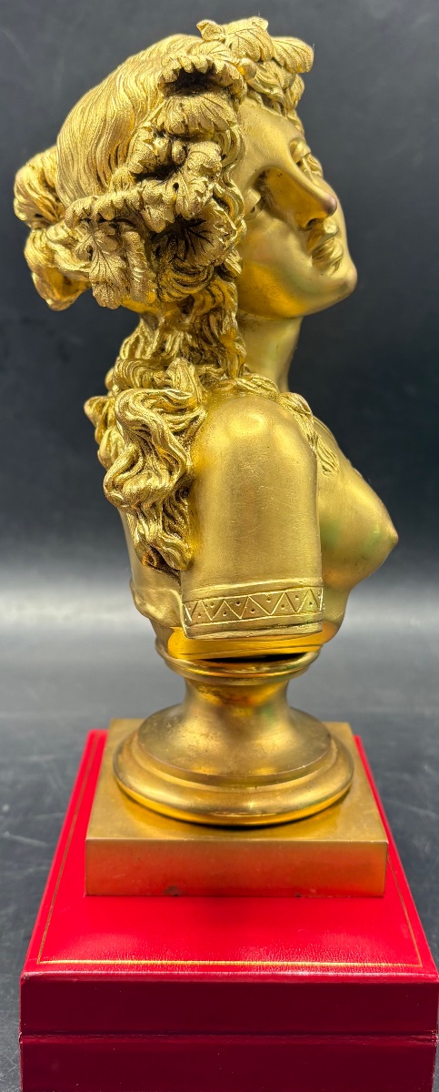 BUSTE DE FEMME EN BRONZE CISELÉ DORÉ DES ANNÉES 1860/70 PAR CLODION-photo-4