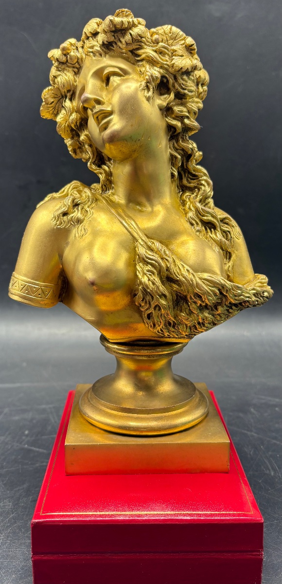 BUSTE DE FEMME EN BRONZE CISELÉ DORÉ DES ANNÉES 1860/70 PAR CLODION