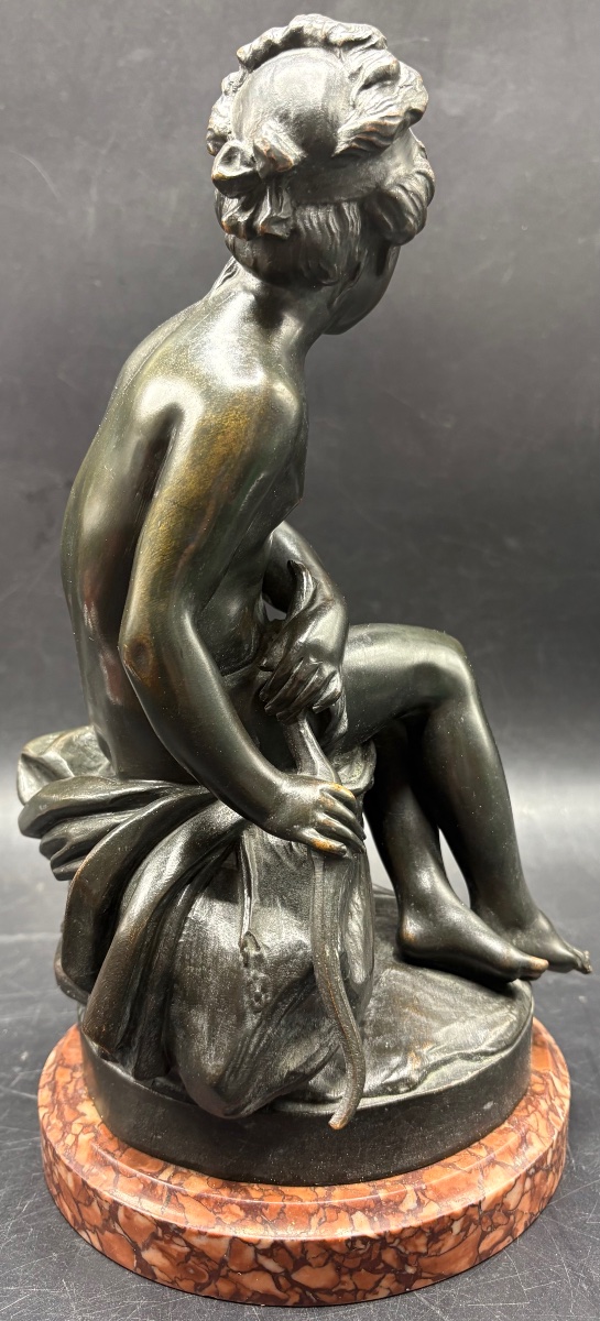SCULPTURE EN BRONZE CISELÉ PATINÉ VERS 1880 PAR FALCONET-photo-3