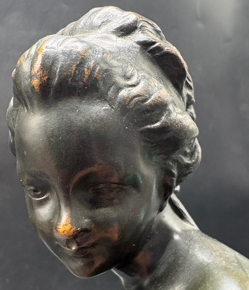 SCULPTURE EN BRONZE CISELÉ PATINÉ VERS 1880 PAR FALCONET-photo-3