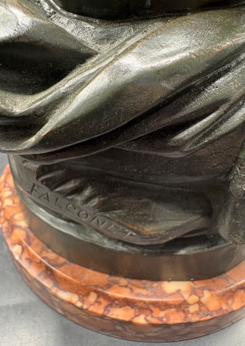 SCULPTURE EN BRONZE CISELÉ PATINÉ VERS 1880 PAR FALCONET-photo-4