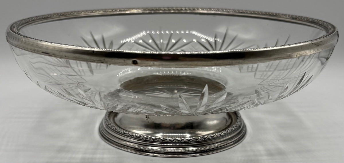 Late 19th-century French Blown And Cut Crystal Cup With Solid Silver Base