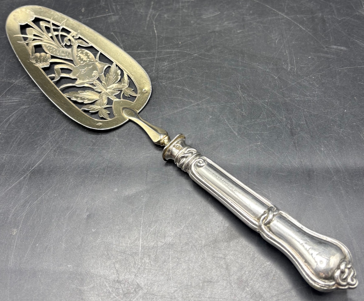 Solid Silver Pie Or Fish Spoon From The Late 19th Century By Boulenger-photo-2