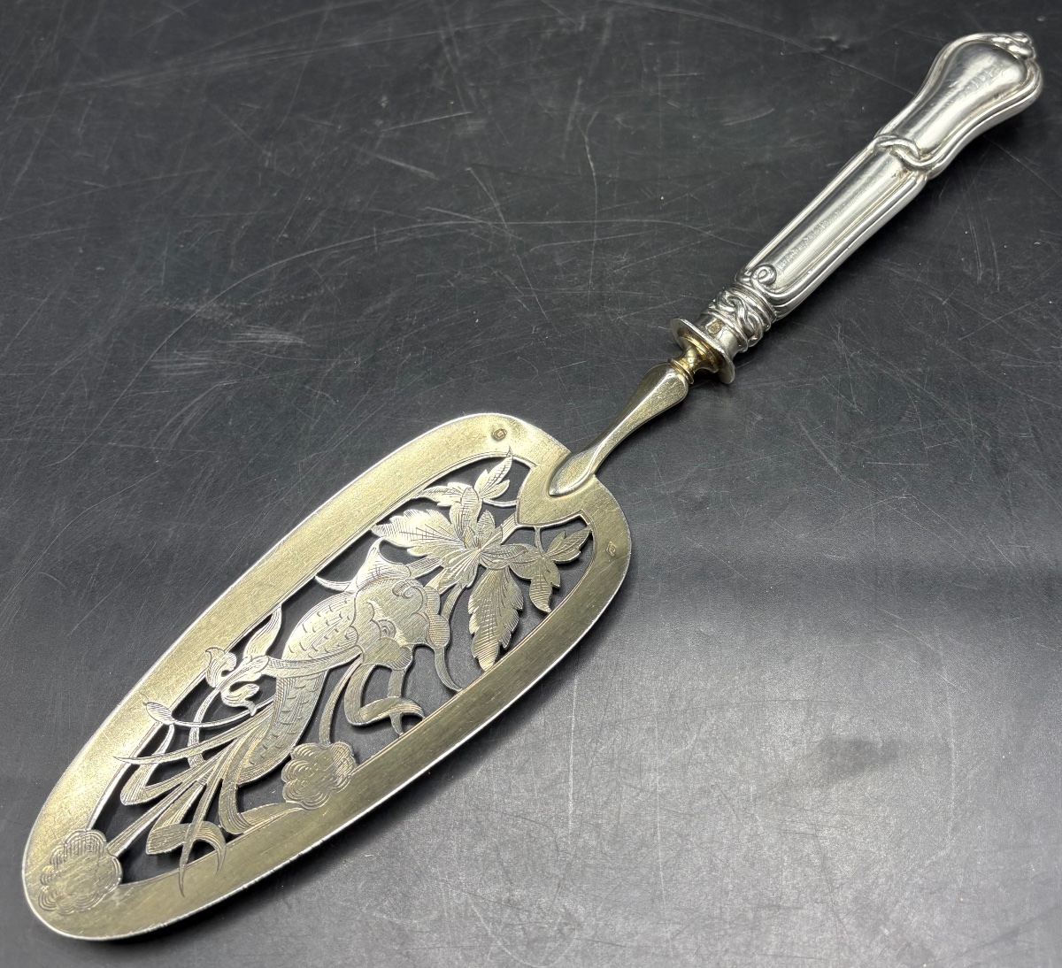 Solid Silver Pie Or Fish Spoon From The Late 19th Century By Boulenger-photo-3