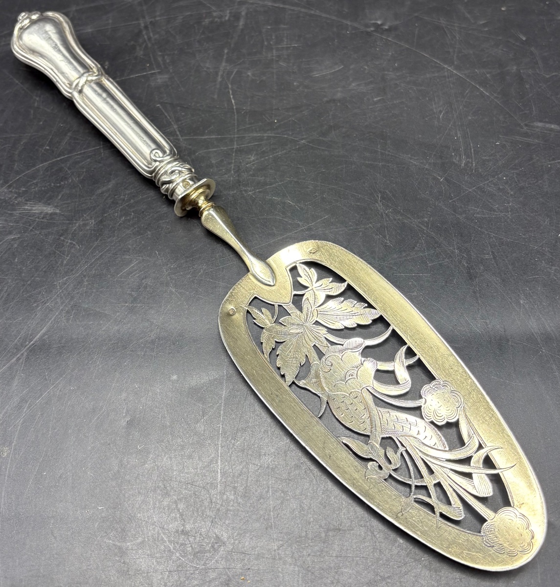 Solid Silver Pie Or Fish Spoon From The Late 19th Century By Boulenger-photo-4