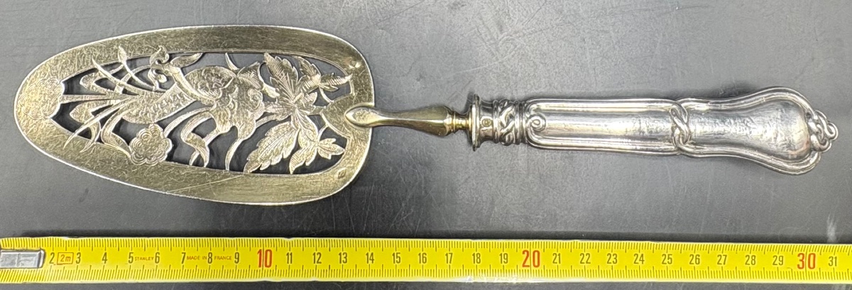 Solid Silver Pie Or Fish Spoon From The Late 19th Century By Boulenger-photo-7