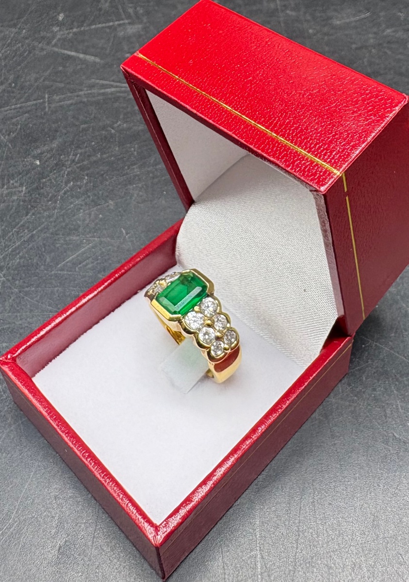 BAGUE EN VERMEIL, CRISTAL TAILLÉ FRANÇAISE DES ANNÉES 1980-photo-2