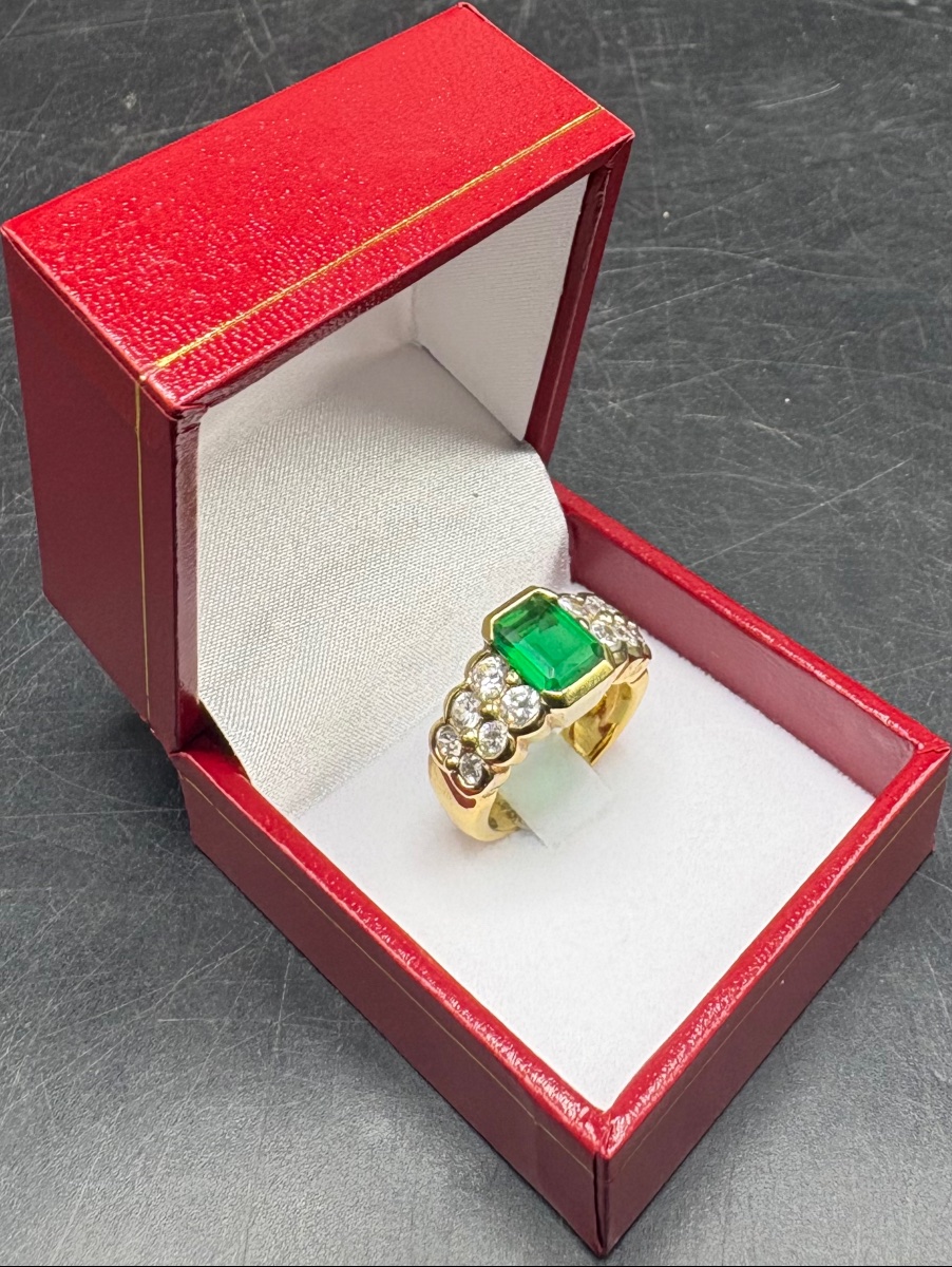BAGUE EN VERMEIL, CRISTAL TAILLÉ FRANÇAISE DES ANNÉES 1980-photo-4