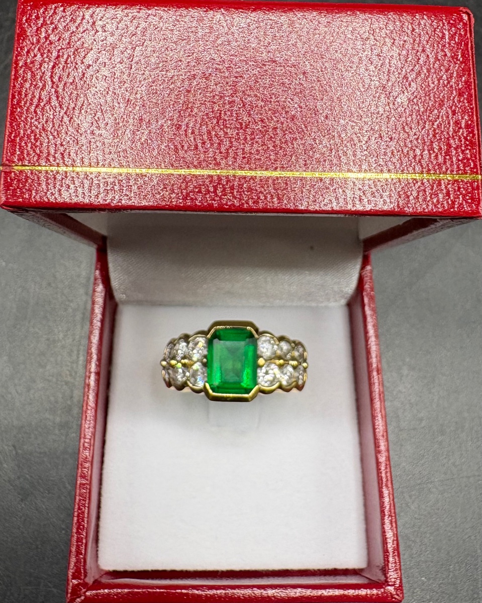 BAGUE EN VERMEIL, CRISTAL TAILLÉ FRANÇAISE DES ANNÉES 1980-photo-1