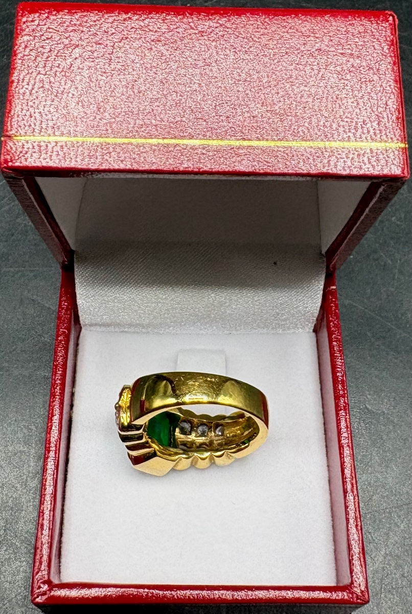 BAGUE EN VERMEIL, CRISTAL TAILLÉ FRANÇAISE DES ANNÉES 1980-photo-2