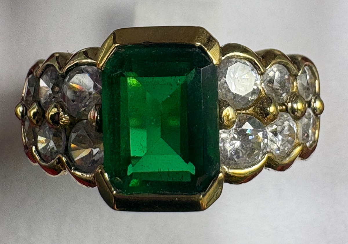 BAGUE EN VERMEIL, CRISTAL TAILLÉ FRANÇAISE DES ANNÉES 1980-photo-3
