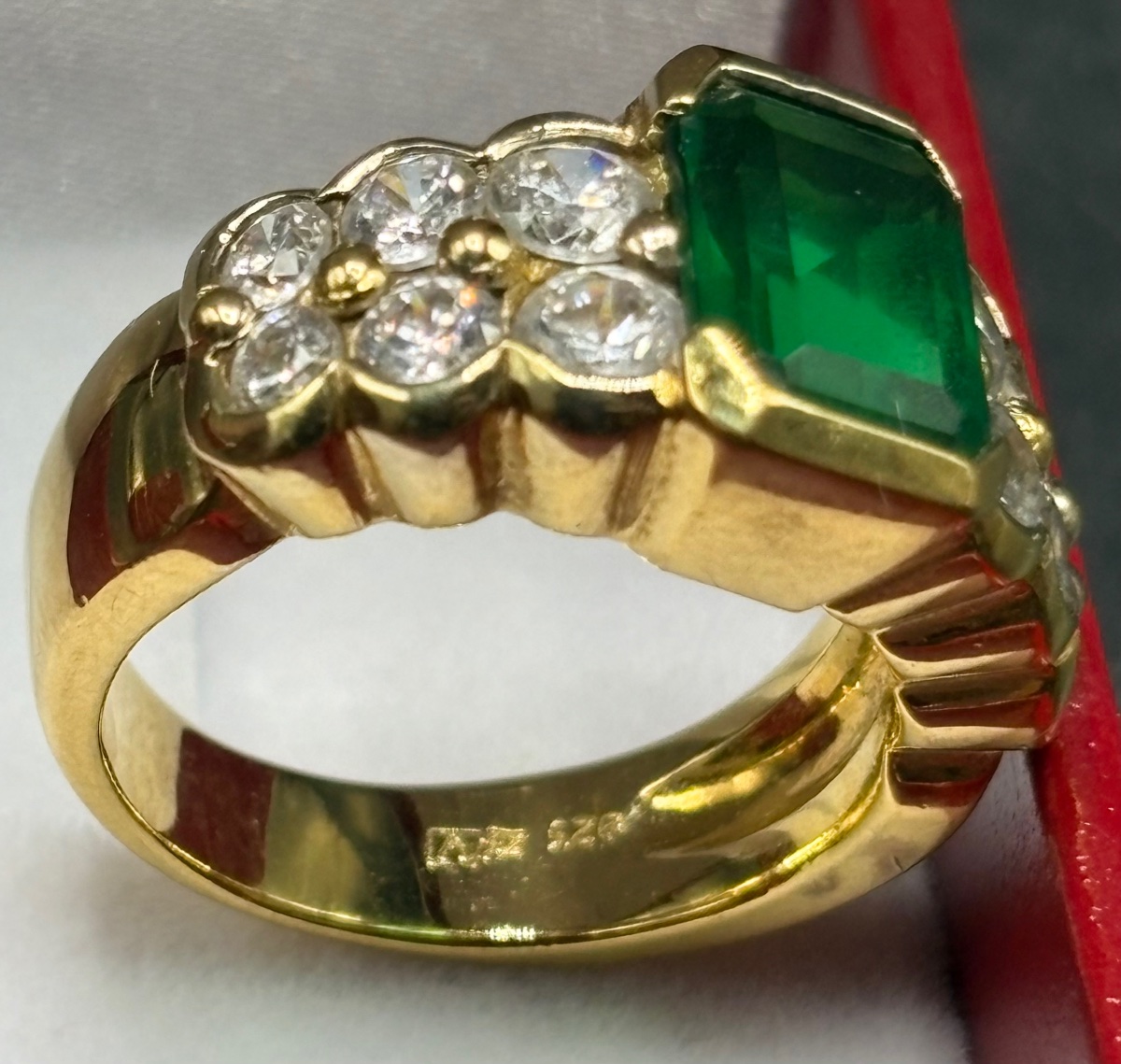 BAGUE EN VERMEIL, CRISTAL TAILLÉ FRANÇAISE DES ANNÉES 1980-photo-4
