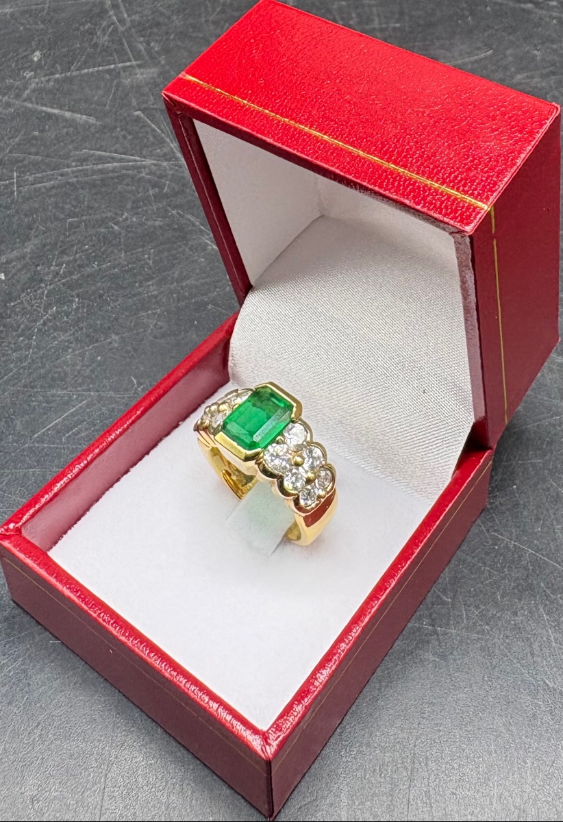 BAGUE EN VERMEIL, CRISTAL TAILLÉ FRANÇAISE DES ANNÉES 1980