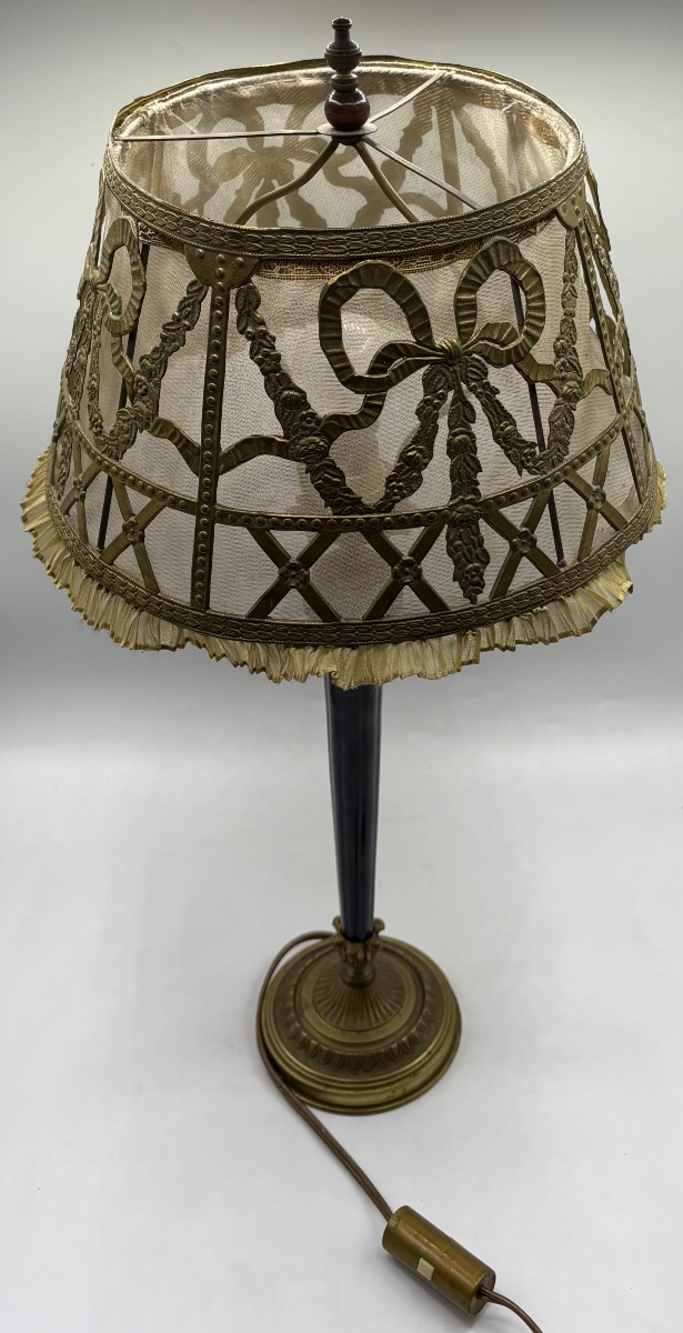 LAMPE D’APPOINT EN BRONZE PORCELAINE LAITON ET DIVERS DES ANNÉES 1920 FRANÇAISE-photo-2
