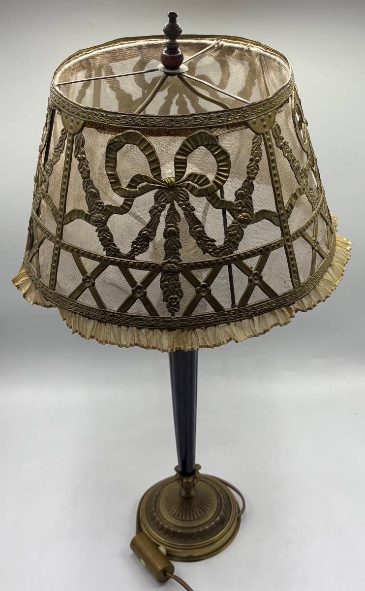 LAMPE D’APPOINT EN BRONZE PORCELAINE LAITON ET DIVERS DES ANNÉES 1920 FRANÇAISE-photo-4