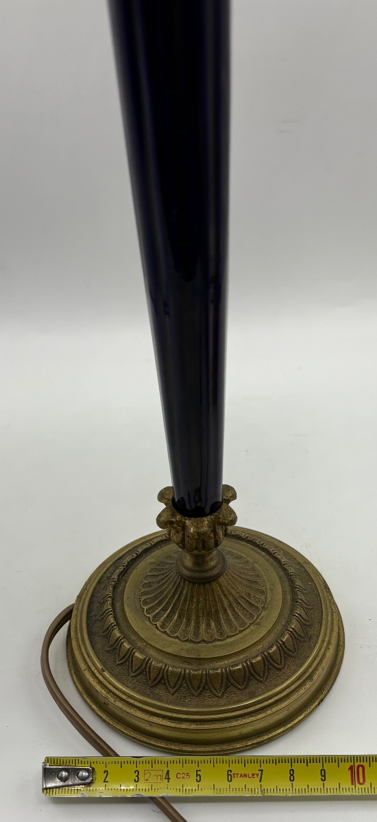 LAMPE D’APPOINT EN BRONZE PORCELAINE LAITON ET DIVERS DES ANNÉES 1920 FRANÇAISE-photo-2