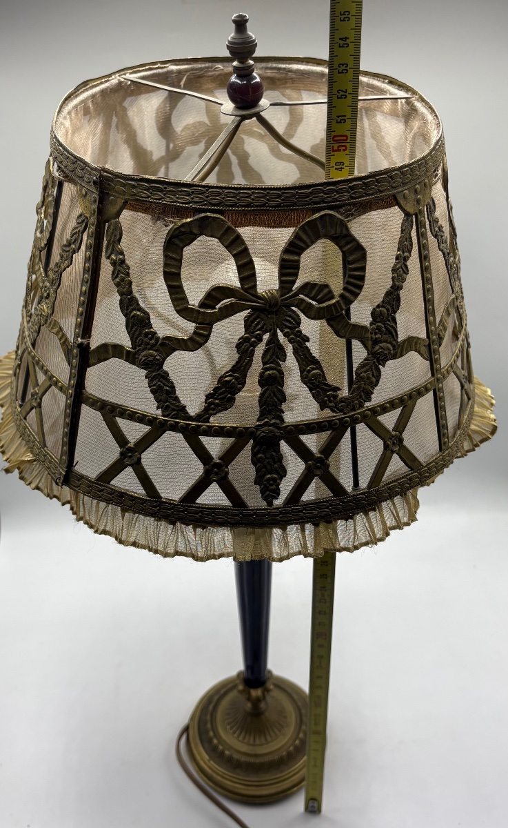 LAMPE D’APPOINT EN BRONZE PORCELAINE LAITON ET DIVERS DES ANNÉES 1920 FRANÇAISE-photo-3