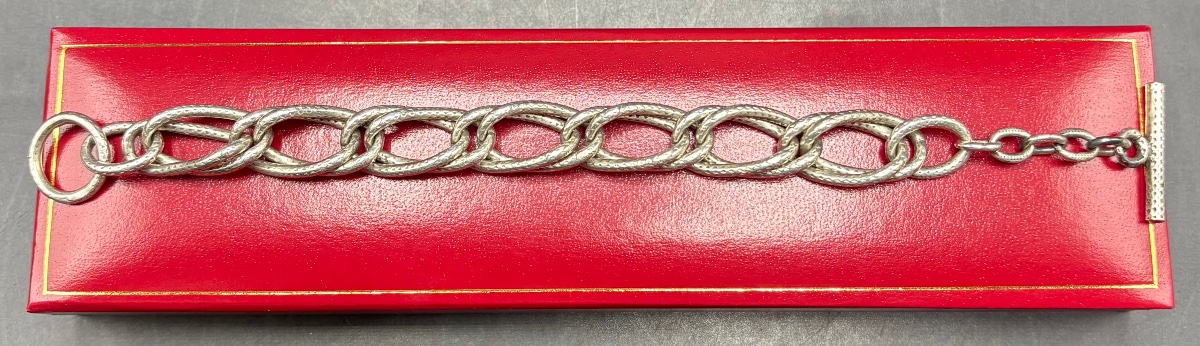 Unisex Solid Silver Bracelet From The 1960s, French -photo-2