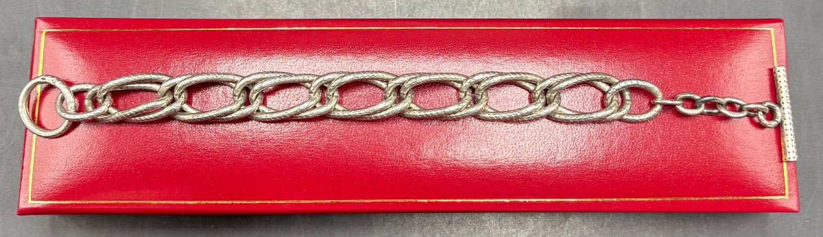 Unisex Solid Silver Bracelet From The 1960s, French -photo-3