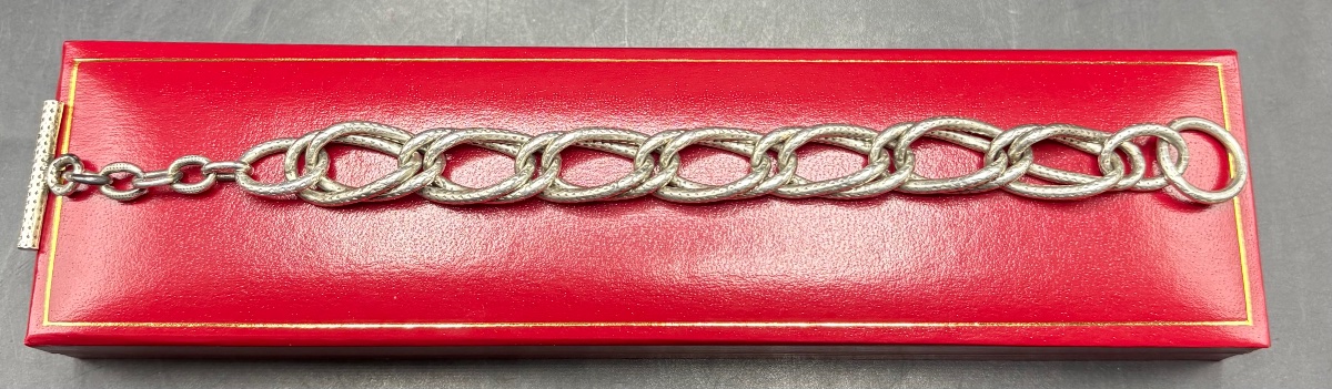 Unisex Solid Silver Bracelet From The 1960s, French -photo-1