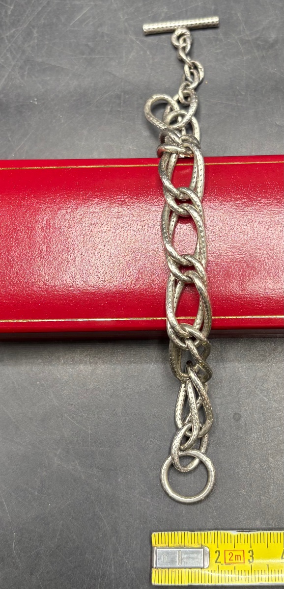 Unisex Solid Silver Bracelet From The 1960s, French -photo-6