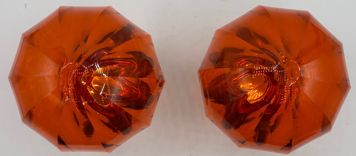 A Pair Of Crystal Stair Balls, Blown And Cut, With Bronze Base, Circa 1950–60, French-photo-1