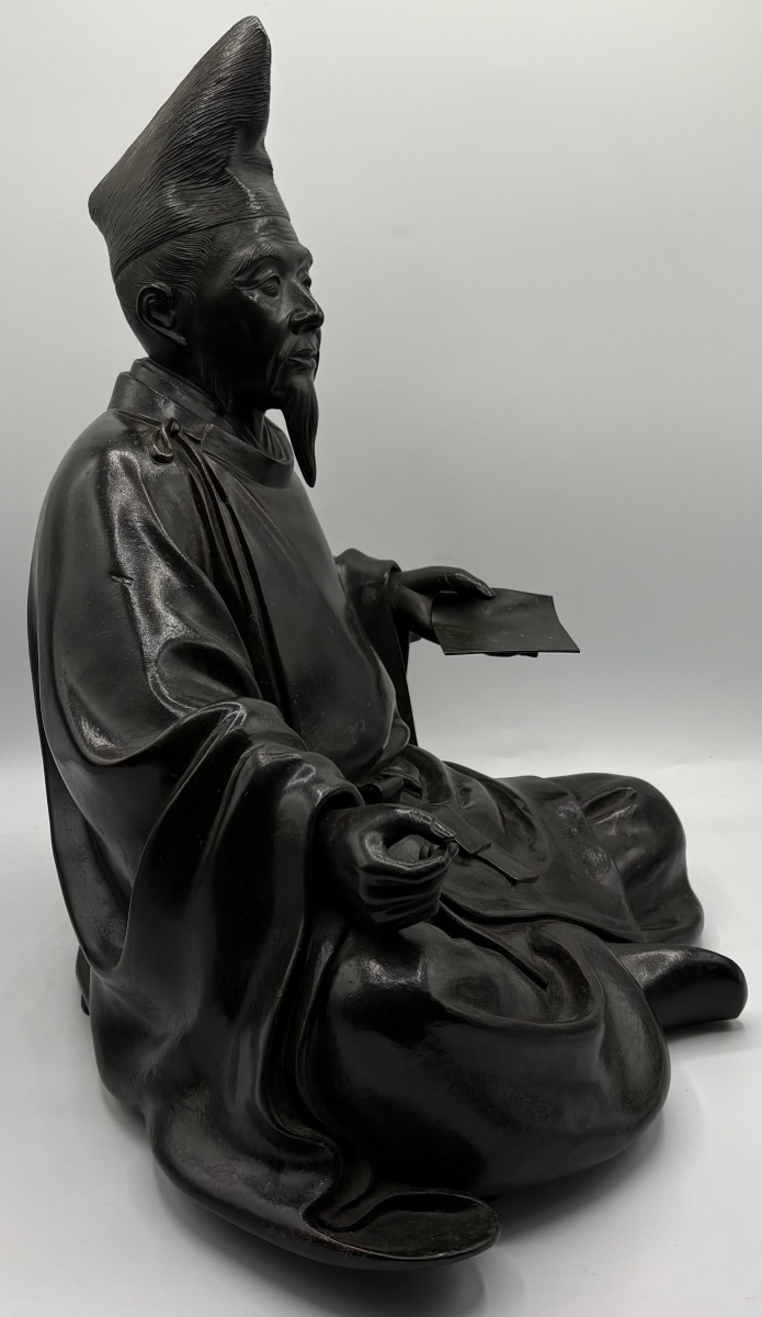 Character In Chiseled Bronze Patinated From The Edo Period Around 1770/80 Signed "chestnut" Fro-photo-2